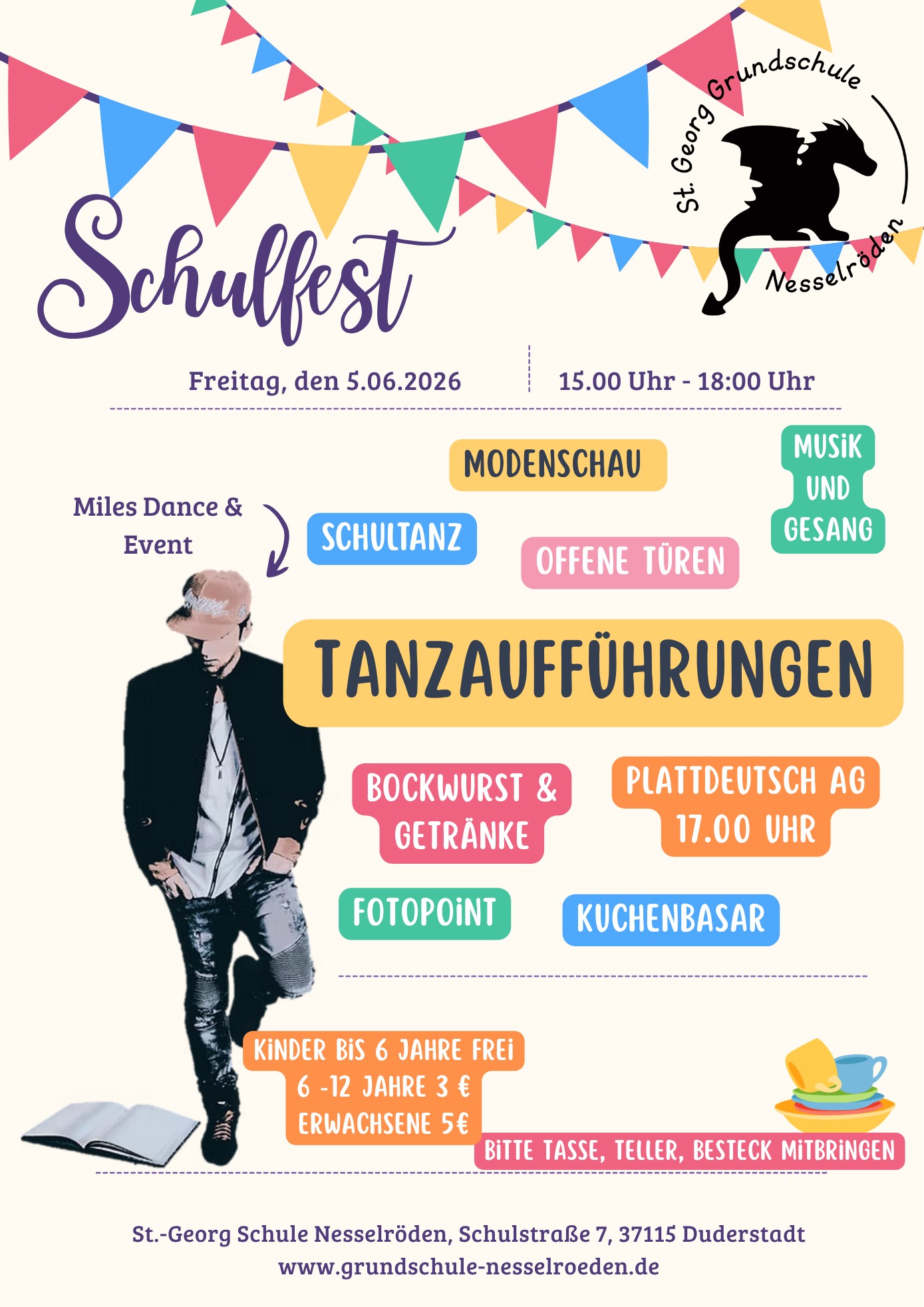 Gelb Blau Bunt Verspielt Schulfest Sommer Kita Hochformat Poster